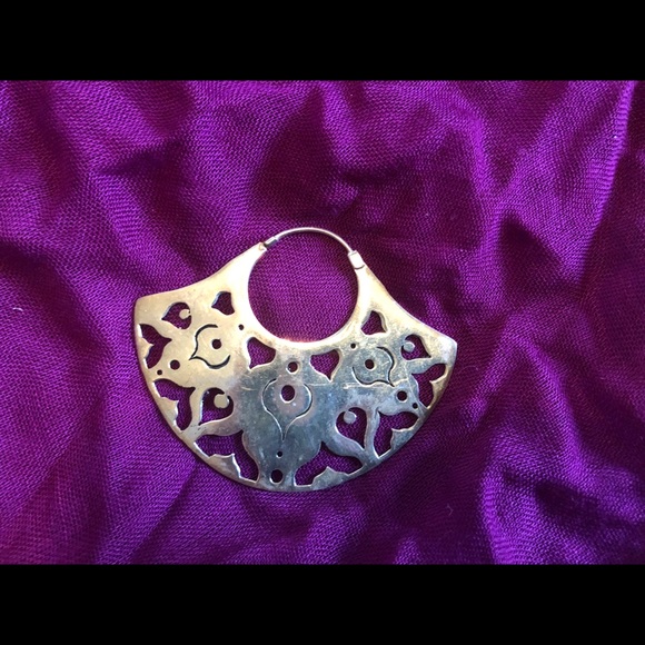 Sterling Silver Bohemian Tribal Fan Earrings - Picture 6 of 6